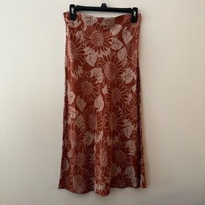 Madewell Silk Midi Slip Skirt in Sunflower Season